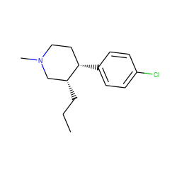 CCC[C@@H]1CN(C)CC[C@@H]1c1ccc(Cl)cc1 ZINC000004423537