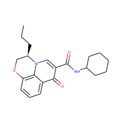 CCC[C@@H]1COc2cccc3c(=O)c(C(=O)NC4CCCCC4)cn1c23 ZINC000095554353