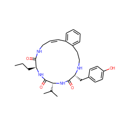 CCC[C@@H]1NC(=O)[C@@H](C(C)C)NC(=O)[C@@H](Cc2ccc(O)cc2)NCCc2ccccc2/C=C/CNC1=O ZINC000036160625