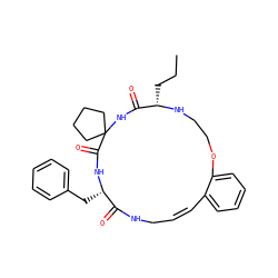 CCC[C@@H]1NCCOc2ccccc2/C=C\CNC(=O)[C@H](Cc2ccccc2)NC(=O)C2(CCCC2)NC1=O ZINC001772575462