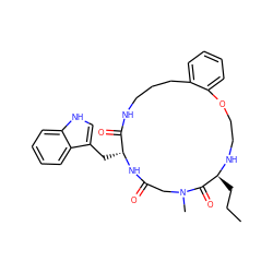 CCC[C@@H]1NCCOc2ccccc2CCCNC(=O)[C@@H](Cc2c[nH]c3ccccc23)NC(=O)CN(C)C1=O ZINC001772655506