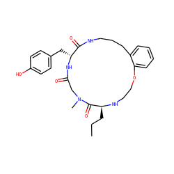 CCC[C@@H]1NCCOc2ccccc2CCCNC(=O)[C@@H](Cc2ccc(O)cc2)NC(=O)CN(C)C1=O ZINC000073141798