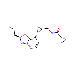 CCC[C@@H]1Nc2cccc([C@@H]3C[C@H]3CNC(=O)C3CC3)c2O1 ZINC000028223247