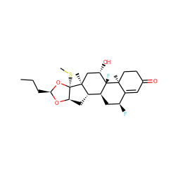 CCC[C@@H]1O[C@@H]2C[C@H]3[C@@H]4C[C@H](F)C5=CC(=O)CC[C@]5(C)[C@@]4(F)[C@@H](O)C[C@]3(C)[C@]2(SC)O1 ZINC000003916254