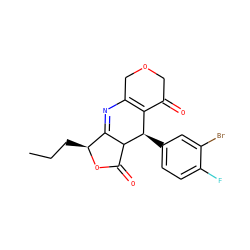 CCC[C@@H]1OC(=O)C2C1=NC1=C(C(=O)COC1)[C@H]2c1ccc(F)c(Br)c1 ZINC000040576328