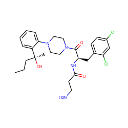 CCC[C@](C)(O)c1ccccc1N1CCN(C(=O)[C@@H](Cc2ccc(Cl)cc2Cl)NC(=O)CCN)CC1 ZINC000044359285