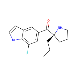 CCC[C@]1(C(=O)c2cc(F)c3[nH]ccc3c2)CCCN1 ZINC000058583852