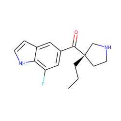 CCC[C@]1(C(=O)c2cc(F)c3[nH]ccc3c2)CCNC1 ZINC000058575524