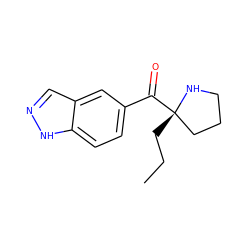 CCC[C@]1(C(=O)c2ccc3[nH]ncc3c2)CCCN1 ZINC000058583492