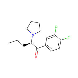 CCC[C@H](C(=O)c1ccc(Cl)c(Cl)c1)N1CCCC1 ZINC000013682129