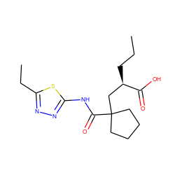 CCC[C@H](CC1(C(=O)Nc2nnc(CC)s2)CCCC1)C(=O)O ZINC000000009167