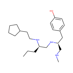 CCC[C@H](CN[C@H](CNC)Cc1ccc(O)cc1)NCCC1CCCC1 ZINC000045284751