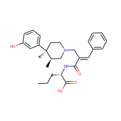 CCC[C@H](NC(=O)/C(=C/c1ccccc1)CN1CC[C@](C)(c2cccc(O)c2)[C@H](C)C1)C(=O)O ZINC001772575146