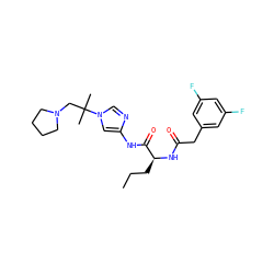 CCC[C@H](NC(=O)Cc1cc(F)cc(F)c1)C(=O)Nc1cn(C(C)(C)CN2CCCC2)cn1 ZINC000071341456