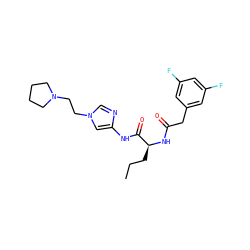 CCC[C@H](NC(=O)Cc1cc(F)cc(F)c1)C(=O)Nc1cn(CCN2CCCC2)cn1 ZINC000071342072