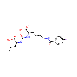 CCC[C@H](NC(=O)N[C@@H](CCCCNC(=O)c1ccc(I)cc1)C(=O)O)C(=O)O ZINC000045354271