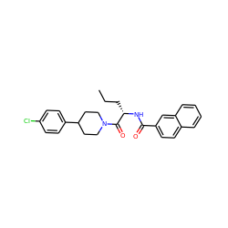 CCC[C@H](NC(=O)c1ccc2ccccc2c1)C(=O)N1CCC(c2ccc(Cl)cc2)CC1 ZINC000095575242