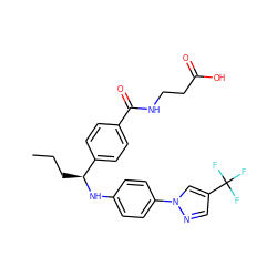 CCC[C@H](Nc1ccc(-n2cc(C(F)(F)F)cn2)cc1)c1ccc(C(=O)NCCC(=O)O)cc1 ZINC000096269729