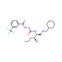 CCC[C@H](O)[C@H](CNCC1CCCCC1)NC(=O)CNC(=O)c1cccc(C(F)(F)F)c1 ZINC000035880060