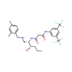 CCC[C@H](O)[C@H](CNCc1ccc(C)cc1C)NC(=O)CC(=O)Nc1cc(C(F)(F)F)cc(C(F)(F)F)c1 ZINC000084619238