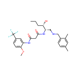 CCC[C@H](O)[C@H](CNCc1ccc(C)cc1C)NC(=O)CC(=O)Nc1cc(C(F)(F)F)ccc1OC ZINC000084633160