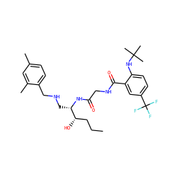 CCC[C@H](O)[C@H](CNCc1ccc(C)cc1C)NC(=O)CNC(=O)c1cc(C(F)(F)F)ccc1NC(C)(C)C ZINC000084617144