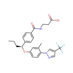 CCC[C@H](Oc1ccc(-n2cc(C(F)(F)F)cn2)c(C)c1)c1ccc(C(=O)NCCC(=O)O)cc1 ZINC000096170486