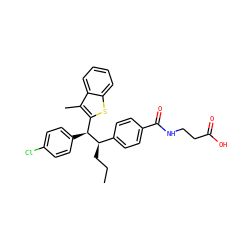 CCC[C@H](c1ccc(C(=O)NCCC(=O)O)cc1)[C@@H](c1ccc(Cl)cc1)c1sc2ccccc2c1C ZINC000141336536