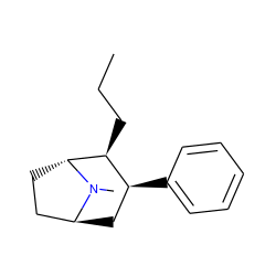 CCC[C@H]1[C@@H](c2ccccc2)C[C@H]2CC[C@H]1N2C ZINC000100720409