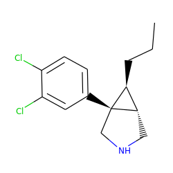 CCC[C@H]1[C@@H]2CNC[C@]12c1ccc(Cl)c(Cl)c1 ZINC000045374362