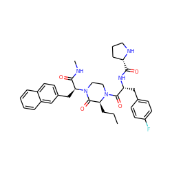 CCC[C@H]1C(=O)N([C@@H](Cc2ccc3ccccc3c2)C(=O)NC)CCN1C(=O)[C@@H](Cc1ccc(F)cc1)NC(=O)[C@@H]1CCCN1 ZINC000044280309