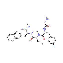 CCC[C@H]1C(=O)N([C@@H](Cc2ccc3ccccc3c2)C(=O)NC)CCN1C(=O)[C@@H](Cc1ccc(F)cc1)NC(=O)CNC ZINC000044308339