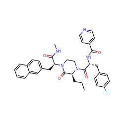 CCC[C@H]1C(=O)N([C@@H](Cc2ccc3ccccc3c2)C(=O)NC)CCN1C(=O)[C@@H](Cc1ccc(F)cc1)NC(=O)c1ccncc1 ZINC000044351117