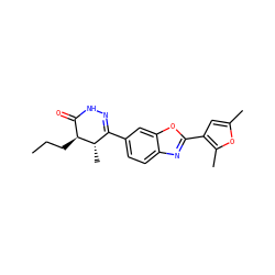 CCC[C@H]1C(=O)NN=C(c2ccc3nc(-c4cc(C)oc4C)oc3c2)[C@@H]1C ZINC000139591535