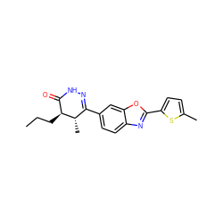 CCC[C@H]1C(=O)NN=C(c2ccc3nc(-c4ccc(C)s4)oc3c2)[C@@H]1C ZINC000168918769