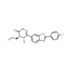 CCC[C@H]1C(=O)NN=C(c2ccc3nc(-c4ccc(F)cc4)oc3c2)[C@@H]1C ZINC000168830394