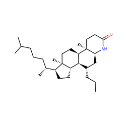 CCC[C@H]1C[C@@H]2NC(=O)CC[C@]2(C)[C@@H]2CC[C@@]3(C)[C@@H](CC[C@H]3[C@H](C)CCCC(C)C)[C@H]12 ZINC000261147427