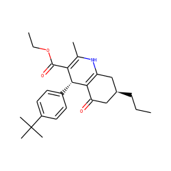 CCC[C@H]1CC(=O)C2=C(C1)NC(C)=C(C(=O)OCC)[C@H]2c1ccc(C(C)(C)C)cc1 ZINC000095577043