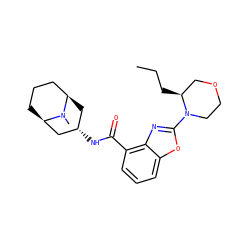 CCC[C@H]1COCCN1c1nc2c(C(=O)N[C@H]3C[C@@H]4CCC[C@H](C3)N4C)cccc2o1 ZINC000103265304