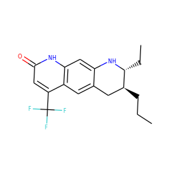 CCC[C@H]1Cc2cc3c(C(F)(F)F)cc(=O)[nH]c3cc2N[C@@H]1CC ZINC000013581085