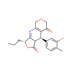CCC[C@H]1OC(=O)C2C1=NC1=C(C(=O)COC1)[C@H]2c1ccc(C)c(Br)c1 ZINC000040575561