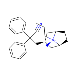 CCC[N@@+]1(C)[C@H]2CC[C@@H]1C[C@H](CC(C#N)(c1ccccc1)c1ccccc1)C2 ZINC000299846357