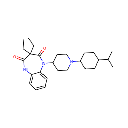 CCC1(CC)C(=O)Nc2ccccc2N(C2CCN(C3CCC(C(C)C)CC3)CC2)C1=O ZINC000115714773