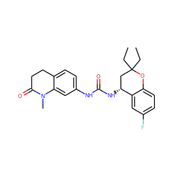 CCC1(CC)C[C@@H](NC(=O)Nc2ccc3c(c2)N(C)C(=O)CC3)c2cc(F)ccc2O1 ZINC000143502754