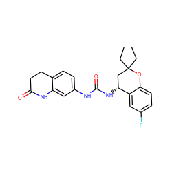 CCC1(CC)C[C@@H](NC(=O)Nc2ccc3c(c2)NC(=O)CC3)c2cc(F)ccc2O1 ZINC000144420895