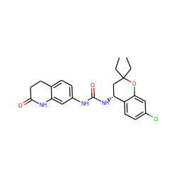 CCC1(CC)C[C@@H](NC(=O)Nc2ccc3c(c2)NC(=O)CC3)c2ccc(Cl)cc2O1 ZINC000143581361