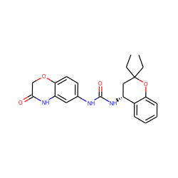 CCC1(CC)C[C@@H](NC(=O)Nc2ccc3c(c2)NC(=O)CO3)c2ccccc2O1 ZINC000143343799