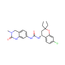 CCC1(CC)C[C@@H](NC(=O)Nc2ccc3c(c2)NC(=O)N(C)C3)c2ccc(Cl)cc2O1 ZINC000143580733