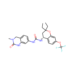 CCC1(CC)C[C@@H](NC(=O)Nc2ccc3c(c2)NC(=O)N(C)C3)c2ccc(OC(F)(F)F)cc2O1 ZINC000143412185