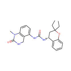 CCC1(CC)C[C@@H](NC(=O)Nc2cccc3c2CNC(=O)N3C)c2ccccc2O1 ZINC000143321635